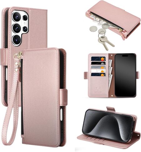 COBEAR for Samsung Galaxy S26 Plus Case Wallet, Pu Leather Flip Phone Case with Wrist Strap, Zipper Pocket, Kickstand, Women Men Phone Wallet Case with Card Holder for Samsumg S26 Plus,Purple in Saudi Arabia