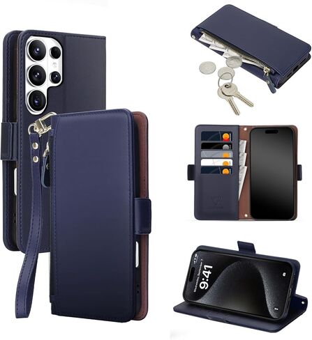 COBEAR for Samsung Galaxy S26 Plus Case Wallet, Pu Leather Flip Phone Case with Wrist Strap, Zipper Pocket, Kickstand, Women Men Phone Wallet Case with Card Holder for Samsumg S26 Plus,Purple in Saudi Arabia