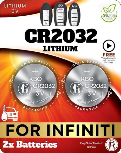 بطاريات مفتاح فوب لإنفينيتي (عبوتان) CR2032 - EX35/EX37، FX35/FX37/FX50، G25/G35/G37، JX35، M35/M37/M56، Q40، Q50، Q60، Q70، QX50، QX55، QX56، QX60، QX70 - مفتاح إنفينيتي استبدال بطارية فوب in Saudi Arabia