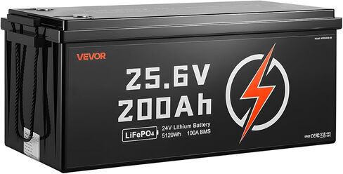 بطارية ليثيوم VEVOR 24V 200Ah LiFePO4، مدمجة 100A BMS، بطارية ليثيوم قابلة لإعادة الشحن ذات دورة عميقة مع حماية من درجة الحرارة المنخفضة، 4000+ دورة، بحد أقصى. 5120 وات في الساعة، للمركبات الترفيهية، والتخييم، ومحركات التصيد، والبحرية in Saudi Arabia