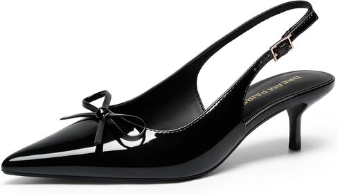 أحذية DREAM PAIRS النسائية بكعب قطط من الخلف، مقدمة مدببة 2.17 بوصة، أحذية رسمية بفيونكة منخفضة طوال اليوم، أحذية زفاف رسمية مريحة in Kuwait