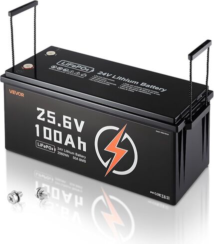 بطارية ليثيوم VEVOR 24V 200Ah LiFePO4، مدمجة 100A BMS، بطارية ليثيوم قابلة لإعادة الشحن ذات دورة عميقة مع حماية من درجة الحرارة المنخفضة، 4000+ دورة، بحد أقصى. 5120 وات في الساعة، للمركبات الترفيهية، والتخييم، ومحركات التصيد، والبحرية in Saudi Arabia