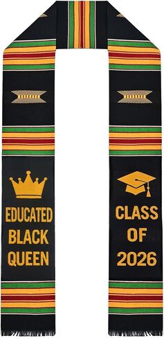 Graduation Stole 2026 – Kente Graduation Stole for Black Women Men, African Graduation Sash with Crown Design in Saudi Arabia