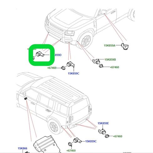 مستشعر مساعد ركن السيارة الداخلي للمصد الأمامي متوافق مع Land Rover Defender LR129289 in Saudi Arabia