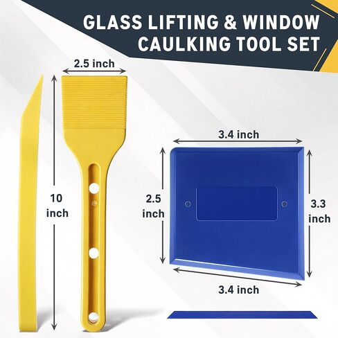 Feekoon Plate Glass Lifting Tool & Silicone Caulk Finishing Set, Window Glazing Positioning and Caulk Shaping Tools, for Window, Door & Panel Installation in Saudi Arabia