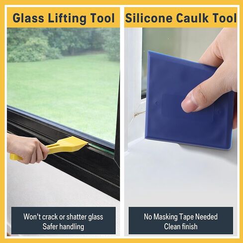 Feekoon Plate Glass Lifting Tool & Silicone Caulk Finishing Set, Window Glazing Positioning and Caulk Shaping Tools, for Window, Door & Panel Installation in Saudi Arabia