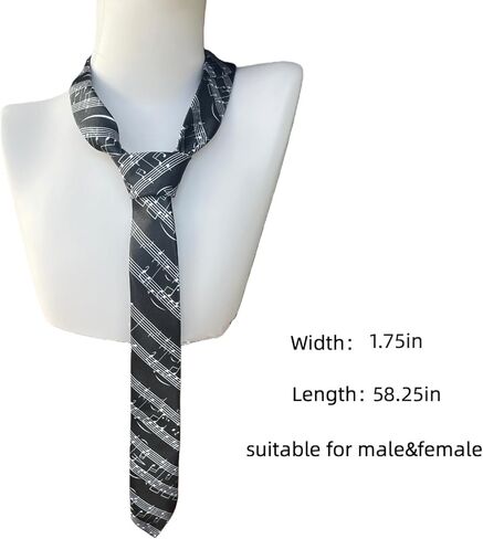 Music Note Print Necktie Set - 2-Pack Black & White Musical Score Ties for Musicians, Teachers & Music Lovers, Ideal for Concerts, Weddings & Daily Wear in Saudi Arabia