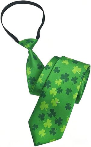 Utaly Mens & Youth St. Patrick's Day Tie - Pre-Tied Green Shamrock Necktie in Saudi Arabia