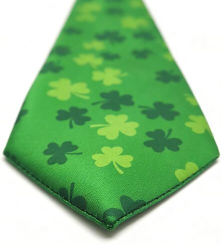 Utaly Mens & Youth St. Patrick's Day Tie - Pre-Tied Green Shamrock Necktie in Saudi Arabia