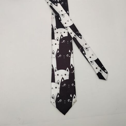 ربطات عنق طويلة مضحكة للرجال من Giinly Cat Cartoon Anime للرجال كبيرة وطويلة، ربطة عنق مقاس 61 بوصة Xl in Kuwait