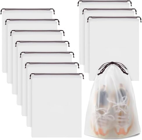 10 PCS Large Clear Shoe Bags for Travel, 11.8" x 15.7" Drawstring Travel Shoe Bags for Trip Cruise Shoe Storage Bag Travel Essentials in Saudi Arabia