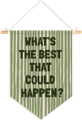 Dilemat Classroom Decor, Retro Sage Green Kids Affirmations Wall Pennants Banners, What's the Best That Could Happen Inspirational Wall Hanging Flag for Kids Room Playroom Classroom Decor in Saudi Arabia