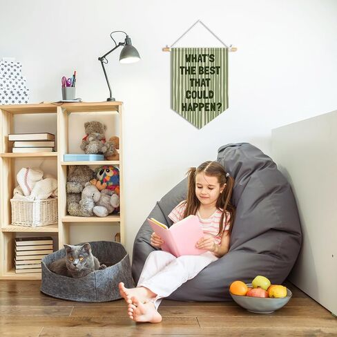 Dilemat Classroom Decor, Retro Sage Green Kids Affirmations Wall Pennants Banners, What's the Best That Could Happen Inspirational Wall Hanging Flag for Kids Room Playroom Classroom Decor in Saudi Arabia