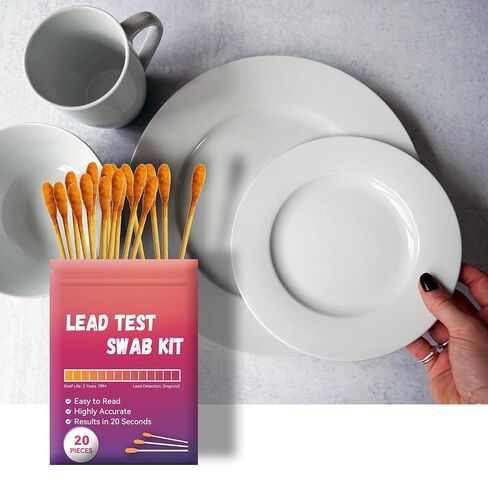 مجموعة مسحات اختبار الرصاص (10 قطع من مسحات اختبار الرصاص في كيس قابل للغلق) نتائج لمدة 20 ثانية باستخدام الماء فقط. شرائط اختبار الرصاص للدهانات والأطباق ولعب الأطفال والمعادن والسيراميك والخشب (LSB10) in Kuwait