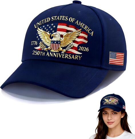 250 Anniversary USA Hat for Men Women,Eagle Printed Adjustable Baseball Cap,Patriotic 250th Gift for Husband,Veteran in Saudi Arabia