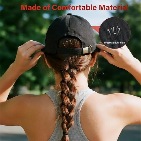 قبعة بيسبول خفيفة الوزن وقابلة للتعديل للرجال والنساء، مريحة للتنفس للرياضات الخارجية والسفر والاستخدام اليومي (أسود ساتان) in Kuwait