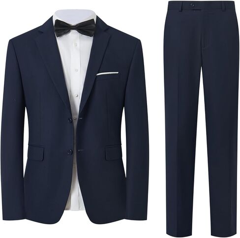 Men's Suit Set 2Pcs Slim Fit Elegant Solid Dress Blazer Pants,Formal Mens Tuxedo Set Single Breasted 2 Button in Saudi Arabia