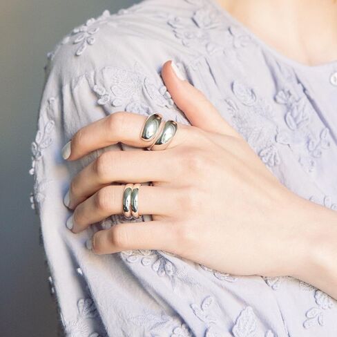 Silverly Sterling Silver Extra Chunky Teardrop Wrap ring - Puffed Water Drop Design - Hug Rings for Women - Wide Smooth Statement Dome Band - Sleek Elegant Trendy Ladies Jewelry in Saudi Arabia