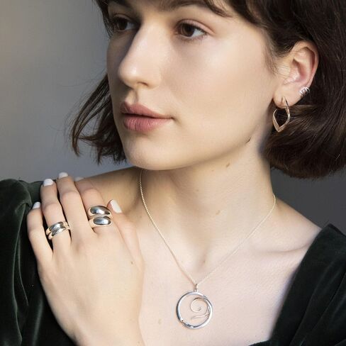 Silverly Sterling Silver Extra Chunky Teardrop Wrap ring - Puffed Water Drop Design - Hug Rings for Women - Wide Smooth Statement Dome Band - Sleek Elegant Trendy Ladies Jewelry in Saudi Arabia