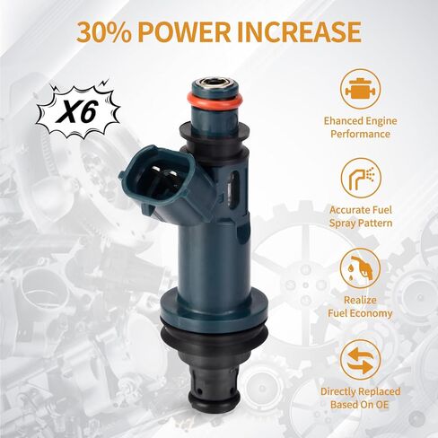 مجموعة من 6 حاقن وقود، 23250-20020 حاقن لكزس ES300 99-01، RX300 99-03، لتويوتا سولارا 99-03، سيينا 98-03، هايلاندر 01-03، كامري 98-01، أفالون 98-04 V6 3.0L 23209-20020، 2 ثقب in Saudi Arabia