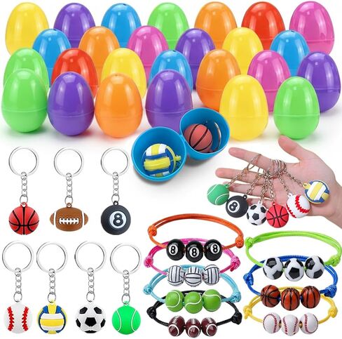 Prefilled Easter Eggs with Toys 84 Pcs Easter Eggs Filled with Keychains & Bracelets Easter Basket Stuffers for Kids, Boys,Girls Bulk Easter Egg Hunt Fillers,Exchange Gifts,Party Favors in Saudi Arabia