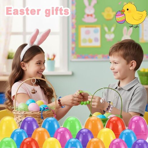 Prefilled Easter Eggs with Toys 84 Pcs Easter Eggs Filled with Keychains & Bracelets Easter Basket Stuffers for Kids, Boys,Girls Bulk Easter Egg Hunt Fillers,Exchange Gifts,Party Favors in Saudi Arabia