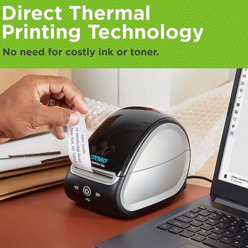 طابعة ملصقات باركود حرارية مباشرة من DYMO LabelWriter 550 مع صانع ملصقات اتصال USB - 62 ملصقًا في الدقيقة، التعرف التلقائي على الملصقات، أحادية اللون in Saudi Arabia