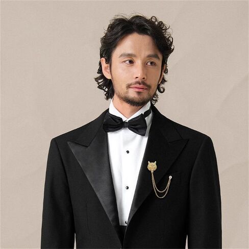 Leopard Hanging Layered Chains Brooch Lapel Pins Badge Vintage Animal Round CZ Stud Collar Pin for Men Career Suit Tuxedo Shirts Tie Hat Scarf Accessories Decoration Fashion Jewelry in Saudi Arabia