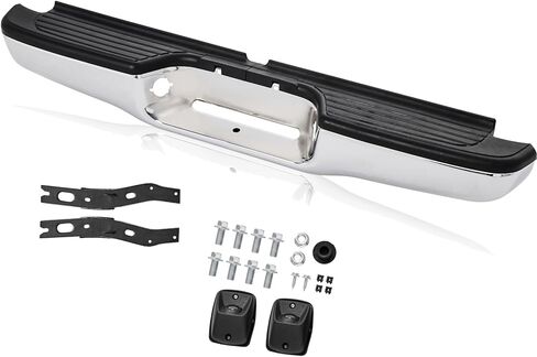مجموعة المصد الخلفي متوافقة مع 2005-2015 Toyota Tacoma استبدال # TO1103113 مع دعامات وسادات وإضاءة لوحة الترخيص، كروم in Saudi Arabia