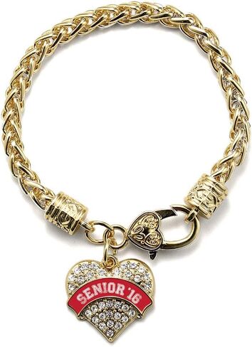 Inspired Silver - Gold Pave Heart Charm Bracelet with Cubic Zirconia Jewelry in Saudi Arabia