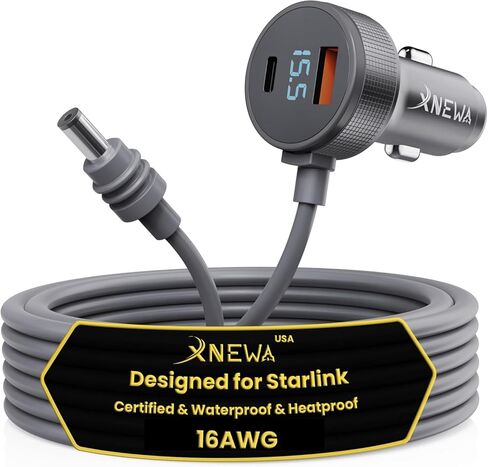 Starlink Mini Cigarette Lighter Adapter,12V-48V StarLink Mini Car Charger,Heat Dissipation Aluminum Alloy Shell,Waterproof,Built-in Protections (3M/10FT) in Kuwait