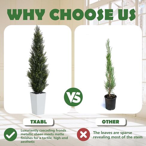 Artificial Cedar Trees 5FT Tall Artificial Bushes Cypress Shrubs, Fake Evergreen Shrubs with Extra Dense Foliage Realistic Potted & Pebbles Faux Plants for Front Porch Outdoor Christmas Tree in Kuwait
