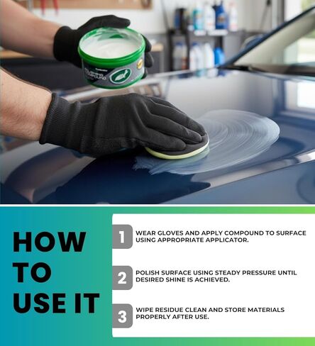 مجموعة مركب تلميع شمع السلحفاة بوزن 10.5 أونصة مع قفازات عمل لمركب الفرك لتنظيف أسطح السيارات والعناية بالتشطيب - مجموعة هدايا (عنصران) in Kuwait