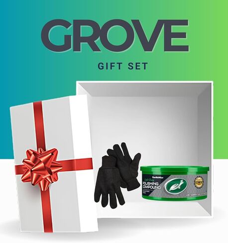 مجموعة مركب تلميع شمع السلحفاة بوزن 10.5 أونصة مع قفازات عمل لمركب الفرك لتنظيف أسطح السيارات والعناية بالتشطيب - مجموعة هدايا (عنصران) in Kuwait