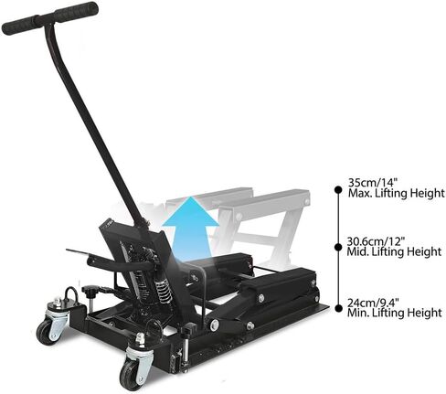 1500 رطل رافعة هيدروليكية للدراجات النارية، رافعة مقصية ATV طاولة رفع دراجة نارية محمولة مع 4 عجلات، حامل رافعة هيدروليكي يعمل بالقدم للدراجات النارية ATV UTV Powersports in Kuwait