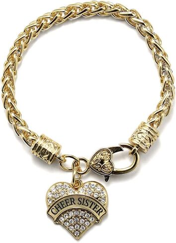 Inspired Silver - Gold Pave Heart Charm Bracelet with Cubic Zirconia Jewelry in Saudi Arabia