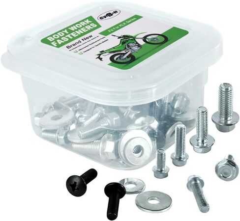 مجموعة مسامير جسم الدراجة الترابية متوافقة مع KLX125 KLX650 KLX110 KLX140L KLX140RL KLX300R KLX400R KLX150 KLX230 KLX250 KMX125 KMX200 KLX300 KLX450R KLX250S 60 قطعة مجموعة براغي الجسم in Kuwait