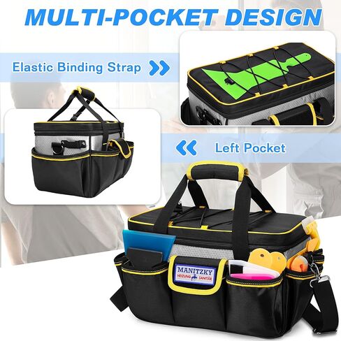 Window Tint Tools Storage Bag, 12-inch Tool Bag for Heat Gun, Vinyl Wrap Tools or Car Film Kit, Multi-functional Work Tote for Car Window Tinters Workers — Accessories Not Included, Black in Saudi Arabia