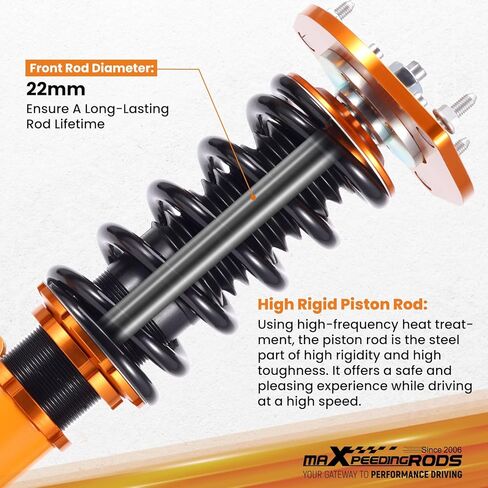 maxpeedingrods Coilovers لـ Nissan Sentra B16 2007-2012، طقم تعليق Coilovers قابل للتعديل للارتفاع، ممتص صدمات تخميد مُسبق، طقم خفض ذهبي in Kuwait