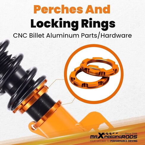 maxpeedingrods Coilovers لـ Nissan Sentra B16 2007-2012، طقم تعليق Coilovers قابل للتعديل للارتفاع، ممتص صدمات تخميد مُسبق، طقم خفض ذهبي in Kuwait