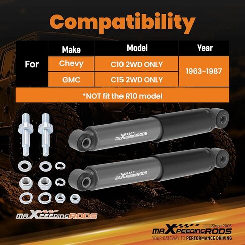 صدمة خفض أمامية maxpeedingrods 2-5 بوصة لسيارة Chevy C10/GMC C15 1963-1987، ممتص صدمات السقوط المشحون بالنيتروجين in Kuwait