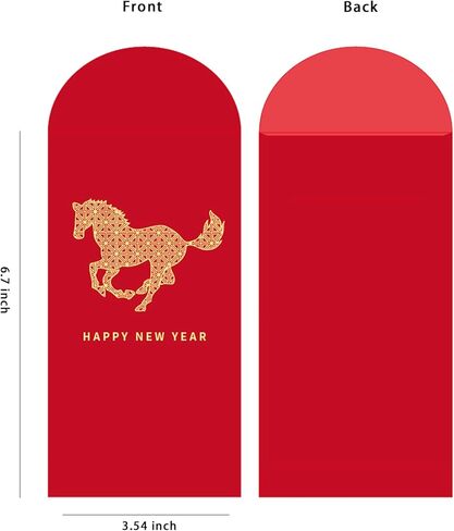 8 PCS 2025 Chinese New Year Red Envelopes for Year of the Horse Spring Festival with adorable Horse-themed Design in Saudi Arabia