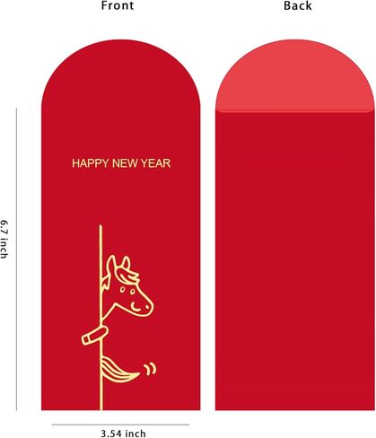8 PCS 2025 Chinese New Year Red Envelopes for Year of the Horse Spring Festival with adorable Horse-themed Design in Saudi Arabia