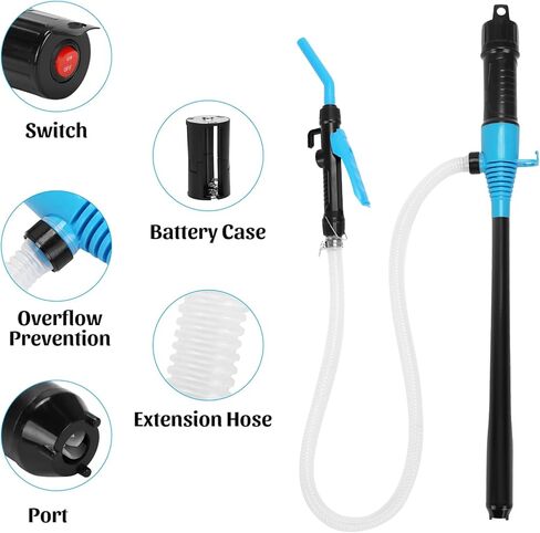 مضخة بطارية طاقة محمولة مع مشبك، مضخة نقل الوقود الكهربائية، مضخة نقل المياه المحمولة، 2.2 جالون في الدقيقة، مضخة سيفون لخزان الوقود والماء والغاز (أزرق) in Kuwait