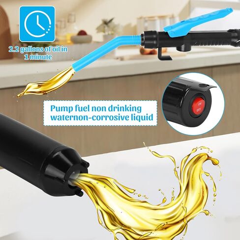 مضخة بطارية طاقة محمولة مع مشبك، مضخة نقل الوقود الكهربائية، مضخة نقل المياه المحمولة، 2.2 جالون في الدقيقة، مضخة سيفون لخزان الوقود والماء والغاز (أزرق) in Kuwait