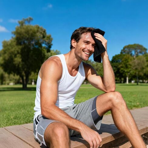 15PCS Gym sweat towels Quick-Dry Microfiber Sweat Rags for Face, Hands, & Body - Men & Women - A soft black handkerchief suitable for use in Basketball, Football, Sports and Work (10" x 10") in Kuwait