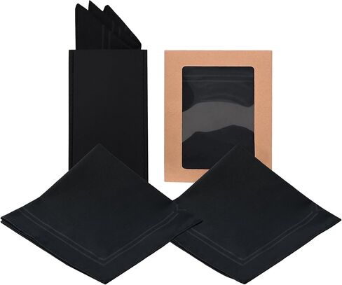 مناديل رجالية، مناديل جيب مربعة كلاسيكية من القطن الناعم قابلة لإعادة الاستخدام مع حامل، 12 × 12 بوصة in Kuwait