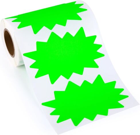ملصقات بطاقة السعر Starburst، علامات انفجار النجوم الخضراء الفلورية مقاس 3 × 5 بوصة، لاصق قابل للإزالة، 250 قطعة in Saudi Arabia