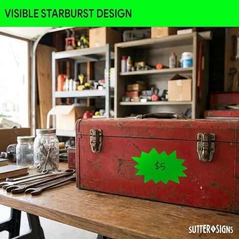 ملصقات بطاقة السعر Starburst، علامات انفجار النجوم الخضراء الفلورية مقاس 3 × 5 بوصة، لاصق قابل للإزالة، 250 قطعة in Saudi Arabia