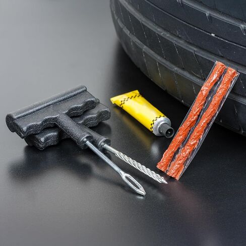 مجموعة أدوات إصلاح الإطارات شديدة التحمل من ستيد ماكس، مجموعة سدادات الإطارات للسيارات والدراجات النارية والدراجات الكهربائية، مجموعة أدوات إصلاح الثقب مع مقابض على شكل حرف T ومقابس (عبوة واحدة) in Kuwait